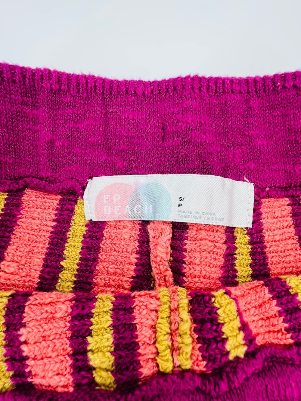Free People Beach Knit Shorts S Pockets Striped Stretch Colorful Tropical Vaca